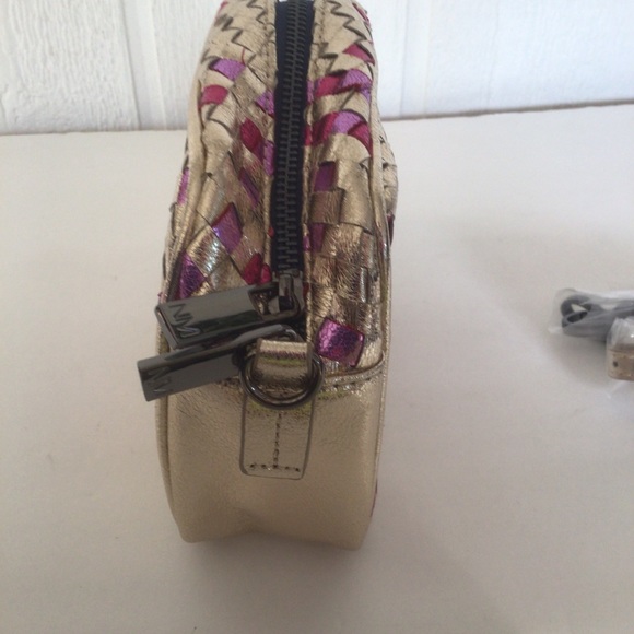 VTG NEIMAN MARCUS GOLD PINK LEATHER WOVEN CROSSBODY CONVERTIBLE CLUTCH B… - Picture 6 of 16